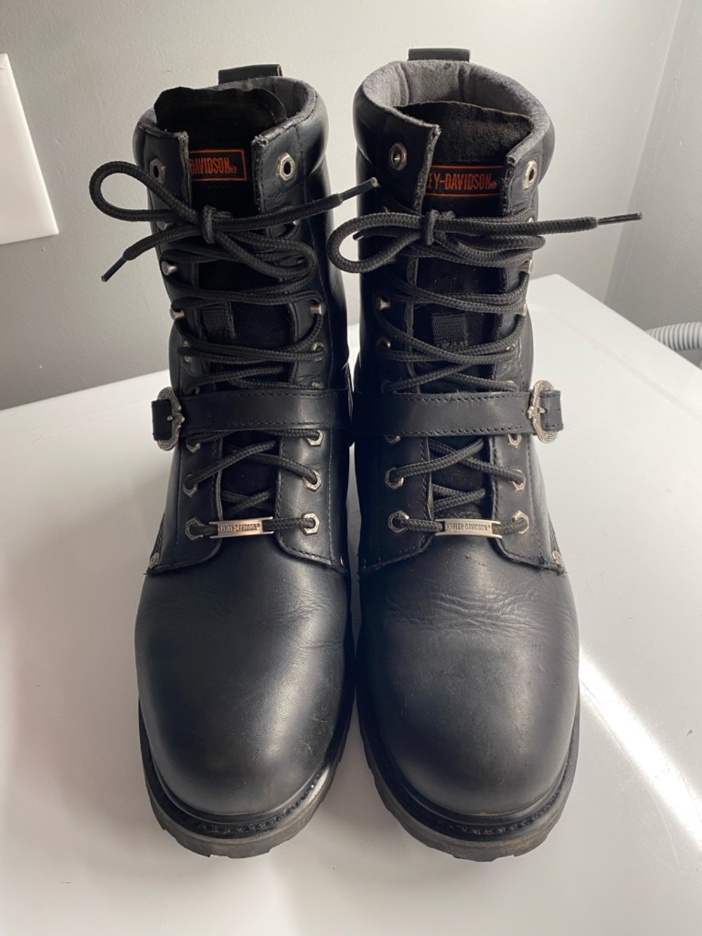 Men’s Harley-Davidson Black Leather Lace-Up Steel-toe Motorcycle Boots 11.5 - Picture 2 of 10